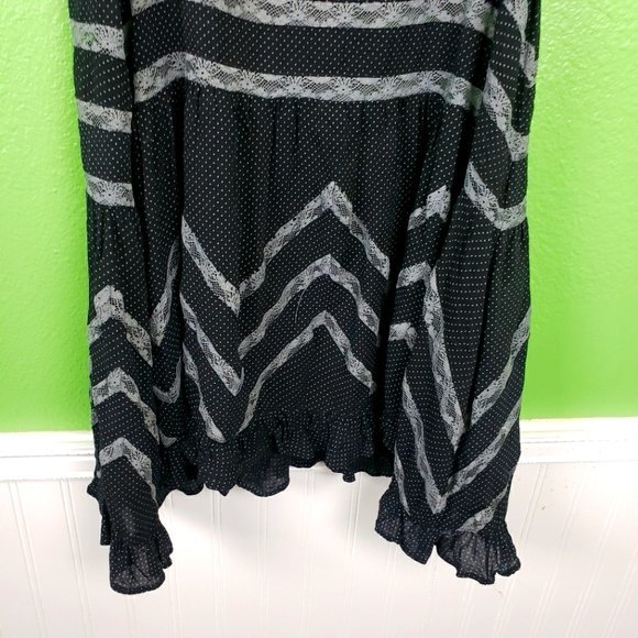 Free People Intimately Black Gray Poka Dot Sleeveless Tappered Shirt Sz Small - Picture 2 of 11